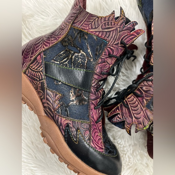 L'Artiste Spring Step Ileana Boots Ankle Floral Zip Women’s SZ 5.5 /36 Leather - Picture 9 of 16